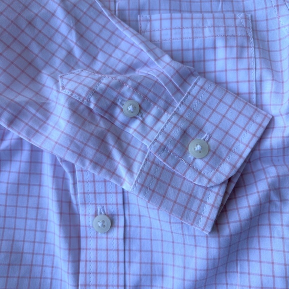 Janie and Jack boys' pink and white windowpane dress shirt - Picture 5 of 5